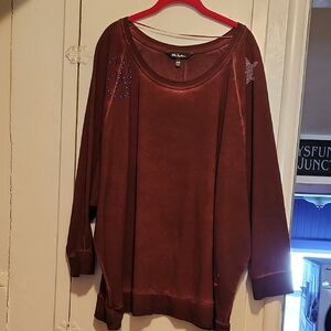 Ulla Popken Oversized Sweatshirt with Star and Peace Embellishments